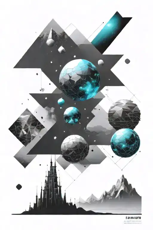 A Geometric Space Landscape Inspired By Technology Incorporating A Small Amount Of Cyan