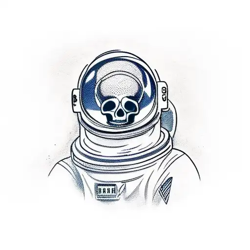 Full Body Astronaut With Skull In Helmet