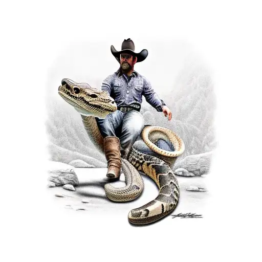 Cowboy Riding A Rattle Snake