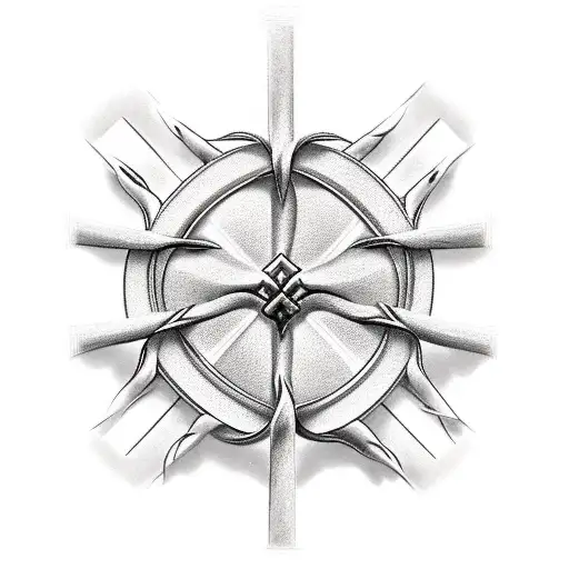 Cross With Crown Of Thorns At The Intersection