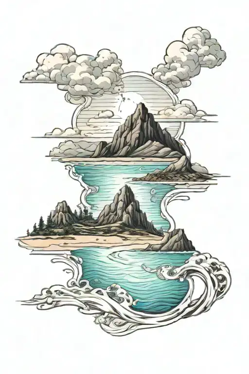 The Ocean Beach Leading Up To A Mountain