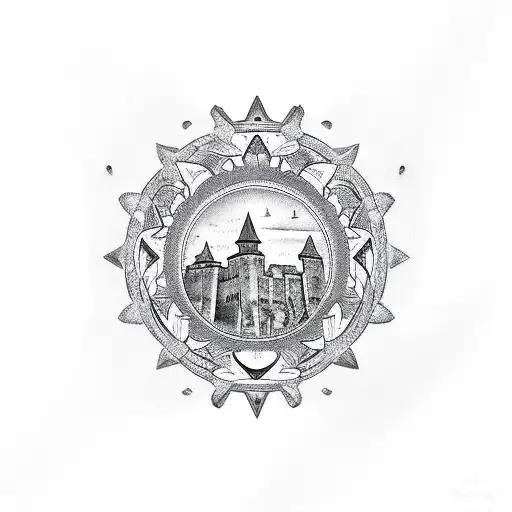 Puerto Rico Castle With Sunset