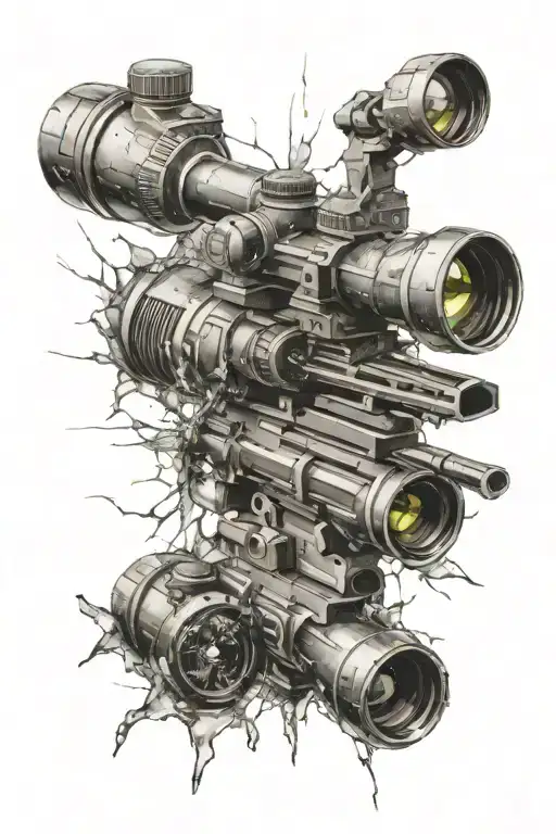 Sniper Rifle Scope Broken Glass Filled