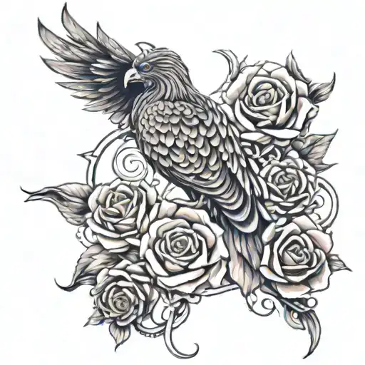 Phoenix With Infinity Link And A Rose