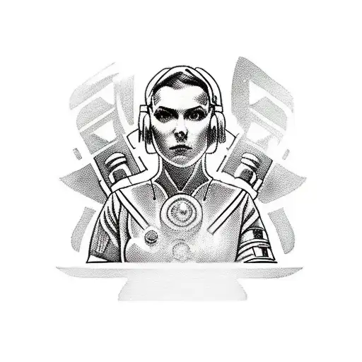 A Traditional Style Tattoo Of A Star Wars Themed Nurse Symbolizing The Client's Occupation As An Rn