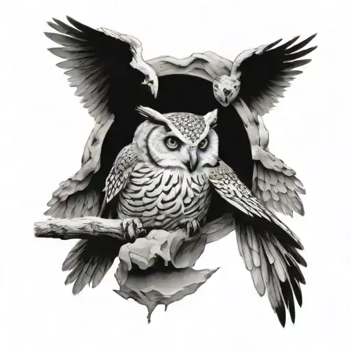 Ying Yang Owl Perched On Top