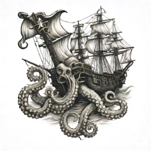 Octopus Swallowing A Pirate Ship