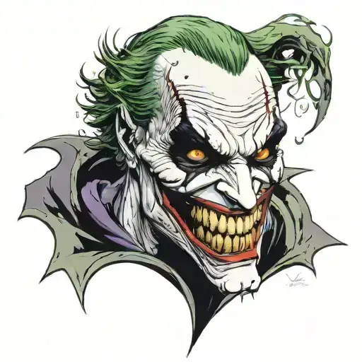 I Want A Comic Style Tattoo Of The Dc Joker's Face Merging With Marvel's Venom