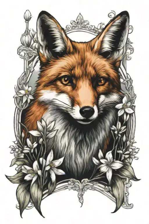 Tarot Fox With Snowdrop Flowers