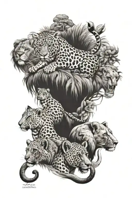 Elephant Cheetah Chimpanzee And Lion