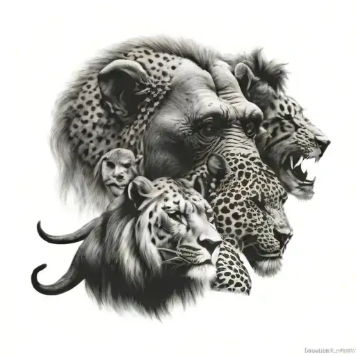 Elephant Cheetah Chimpanzee And Lion