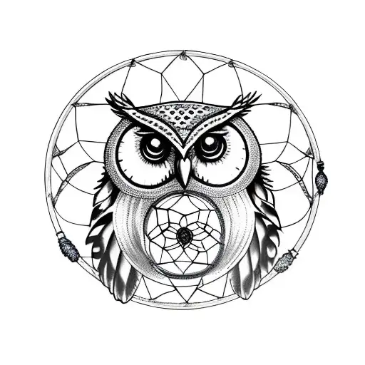 Owl With Dream Catcher Going Through It
