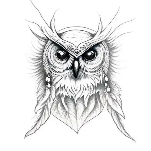 Demonic Owl With Dream Catcher Going Through It