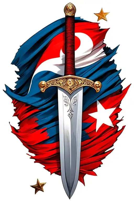 Ottoman Sword With Turkish Flag