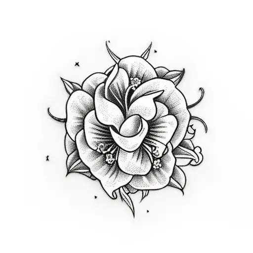 Sword With Flowery Wreath In Background