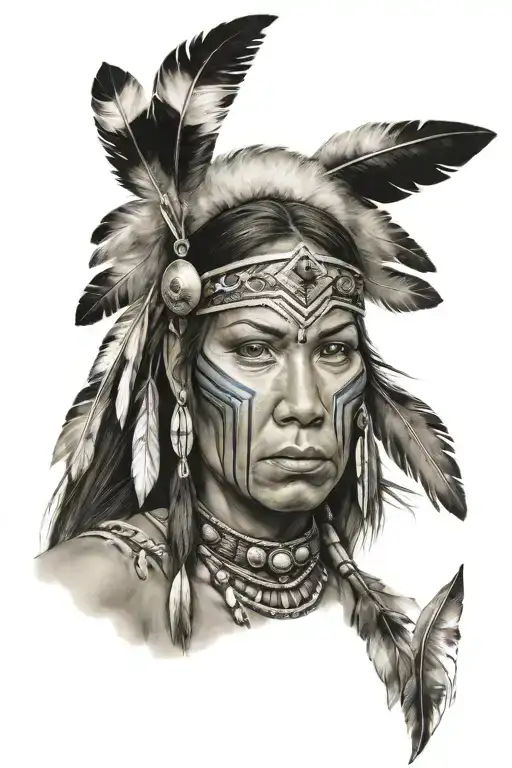 Women Warrior Color Native American Woman