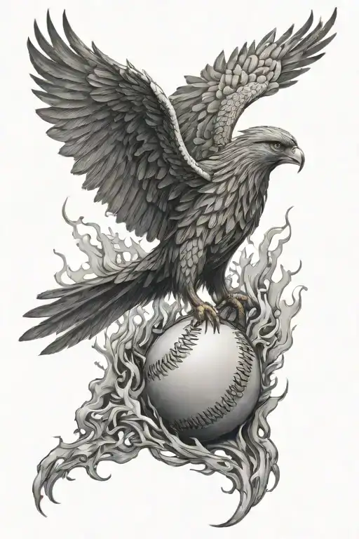 Phoenix Rising From Ashes Holding Baseball