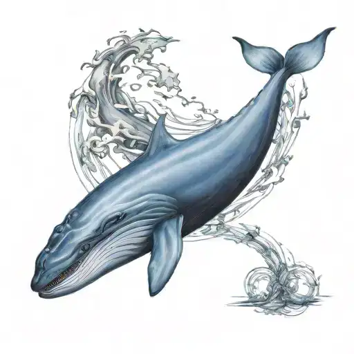 Blue Whale Swimming Circle