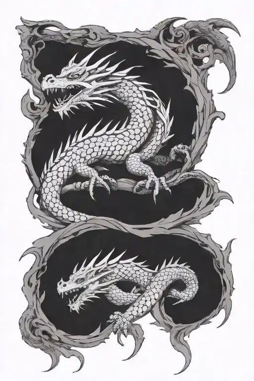 Dragon On The Back Without Color