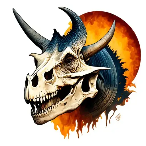 Tattoo Of A Triceratops Skull Adorned