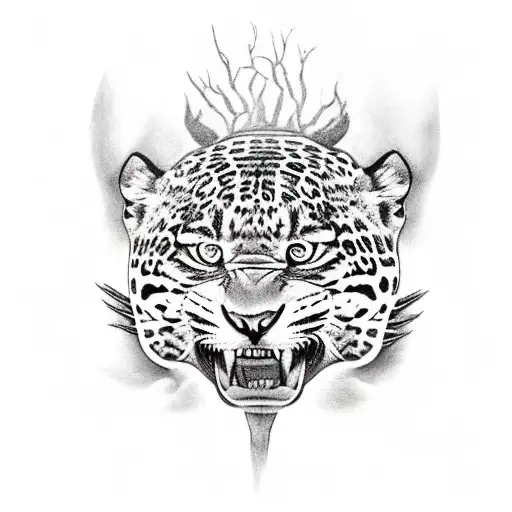 Jaguar On A Tall Dead Tree With Long Roots