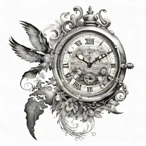 The Clock Over Which The Family Goes On A Journey Around The World