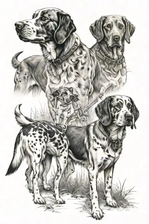 Hunting Dogs Standing Guard