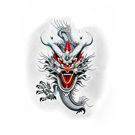 Chinese Dragon Without Hair Whole Body Angry