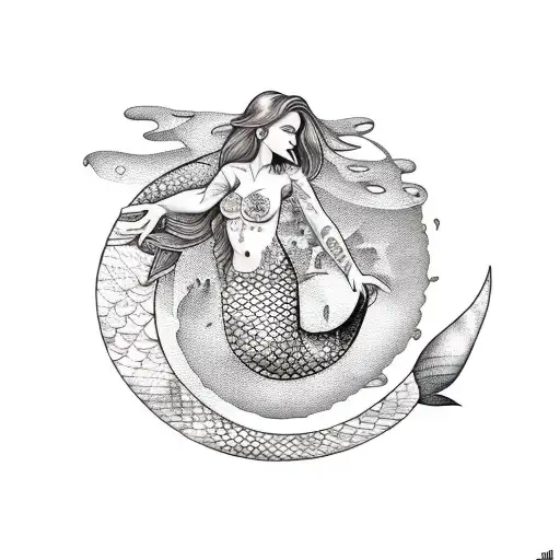 Mermaid With Tattoos And A Gun