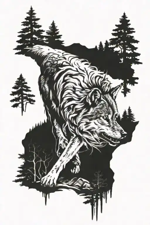 Wolf Walking In The Forest