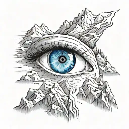 Scary Mountains With Blue Eyes Looking Over