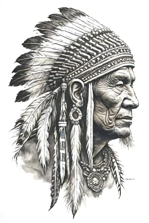 Cherokee Indian With A Cancer Ribbon Somewhere