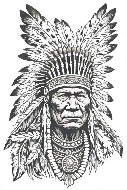 Cherokee Indian With Headress Pattern Incorporating