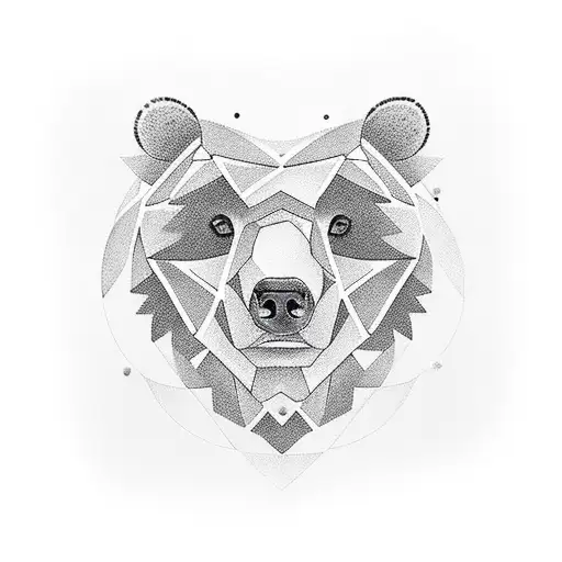 Half Face Of A Woman And A Half Of A Bear Face