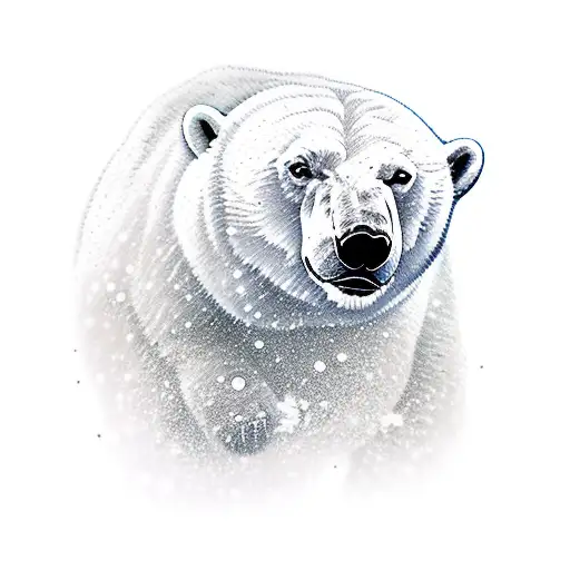 Polar Bear With Snow In Background