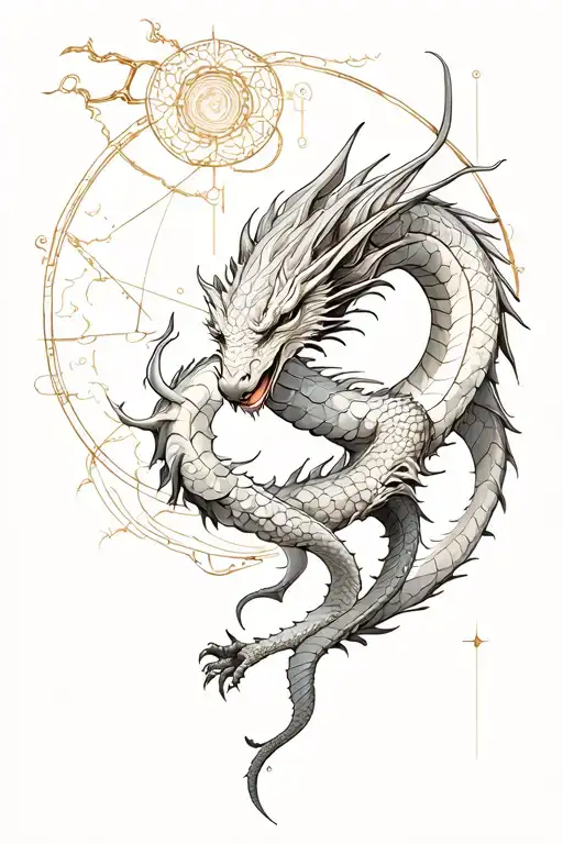 Virgo Constelation With Dragon Intertwined