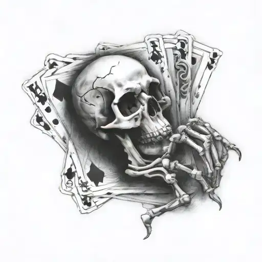 Dead Man's Hand With Skeleton Holding