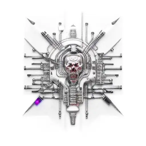 Ripped Skin With Cyberpunk Style Cybernetic Implants Underneath