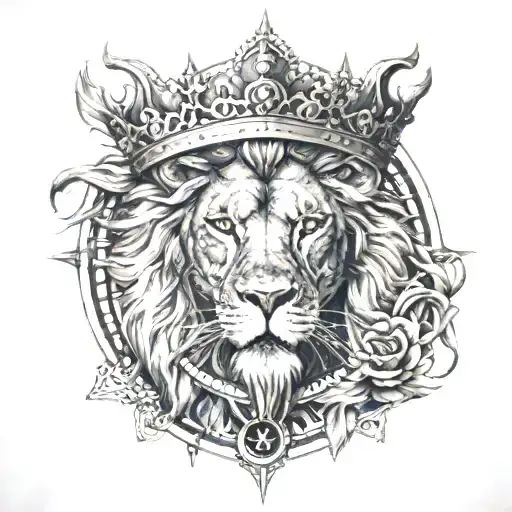 Crown Lion 3Rd Eye Compass Rose Surrounded
