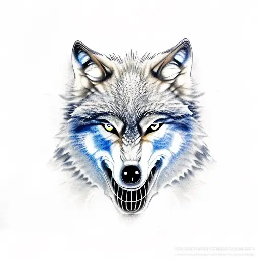 Wolf With Skull On Mouth