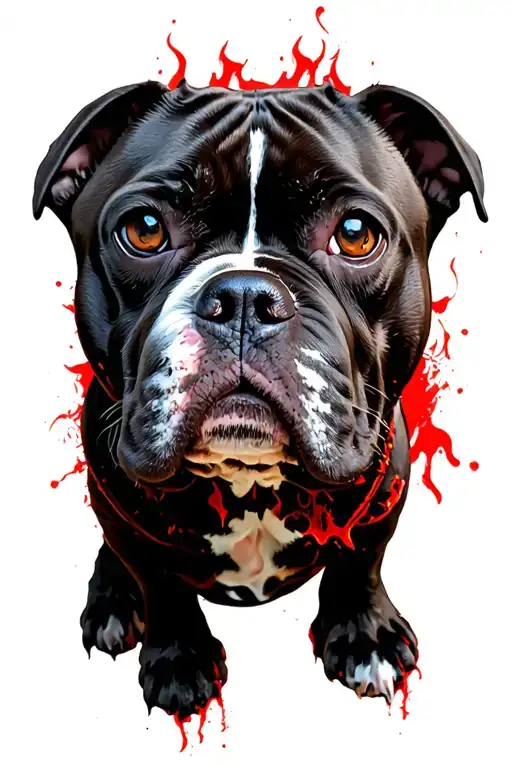 Three-headed Staffordshire Terrier With Cropped Ears Redguards The Gates Of Hell