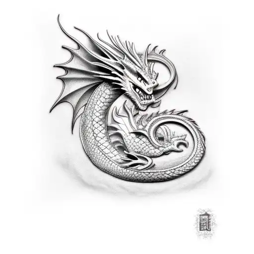 Dragon & Girl With Short Black Hair And Pircing