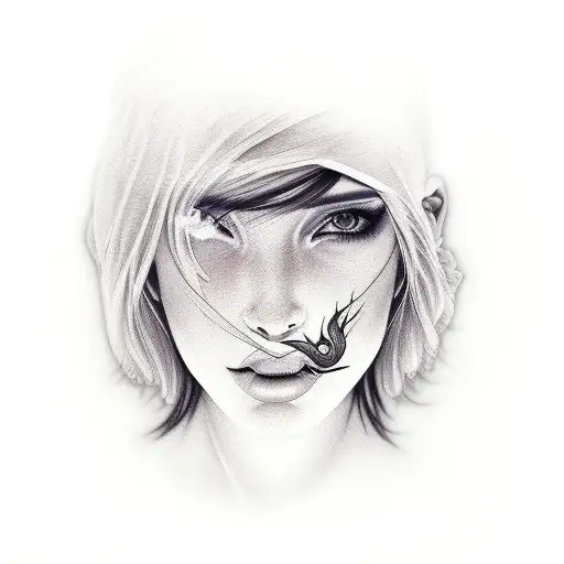 Girl With Short Black Hair And Pircing