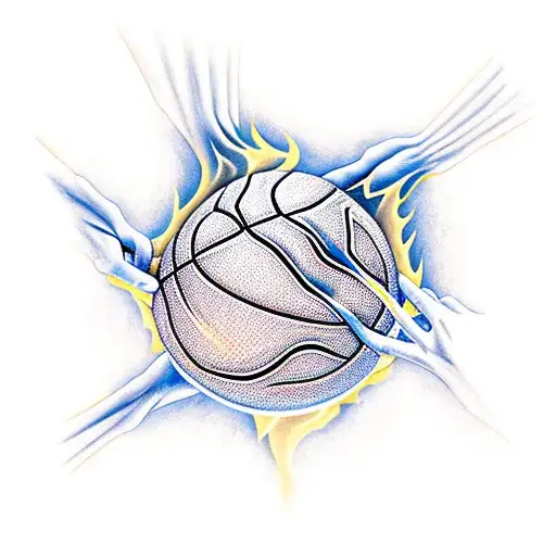 Hand Holding A Fire Jordan Basketball