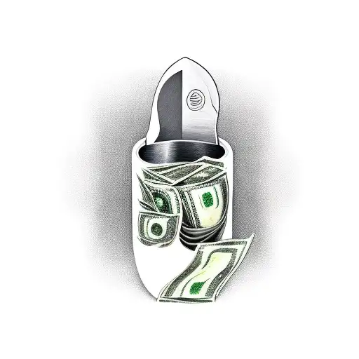 Knife With Money Stack