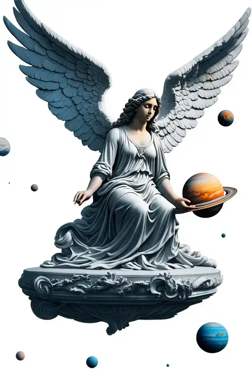 Angel Statue Reaching For Planets