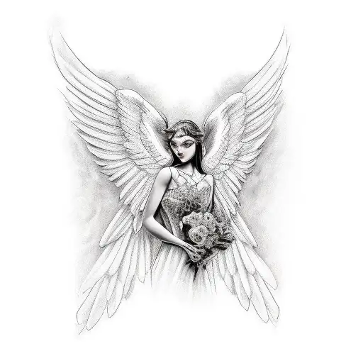 Gangster Angel With Bird And Rose