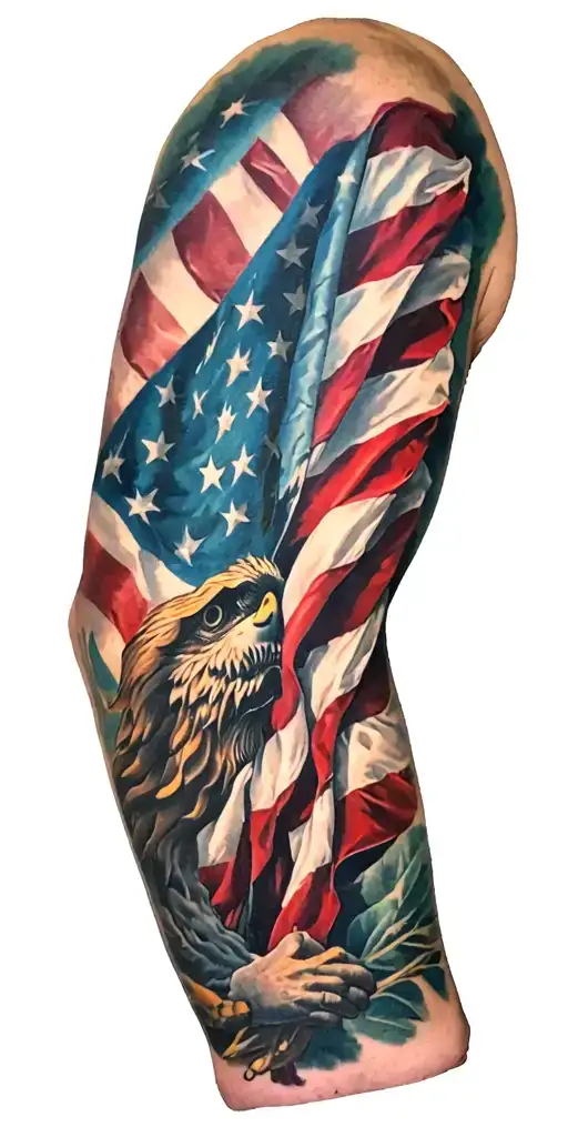Patriotic Sleeve Tattoo Depicting
