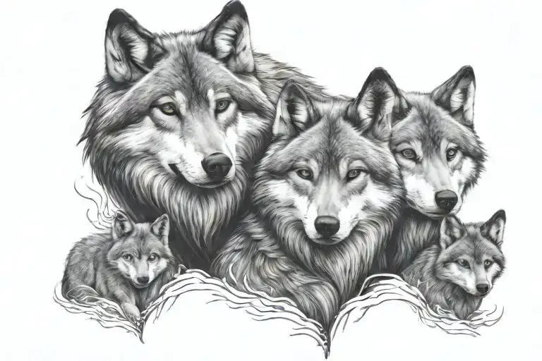 Mother And Dad Wolfs Protecting 3 Little Wolfs Orthodox Meaning