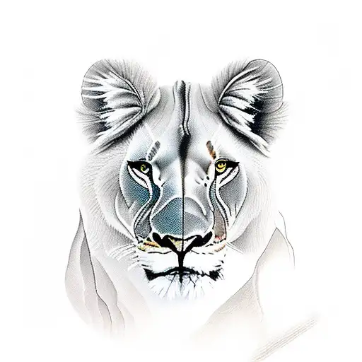 Lioness In Sunset With Baby